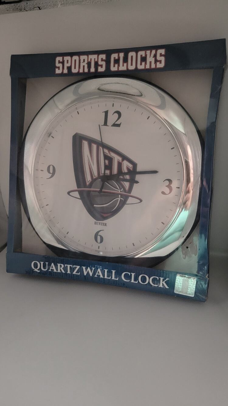 Vintage New Jersey Nets Hunter Quartz Wall Clock 12" NBA New In Box NOS